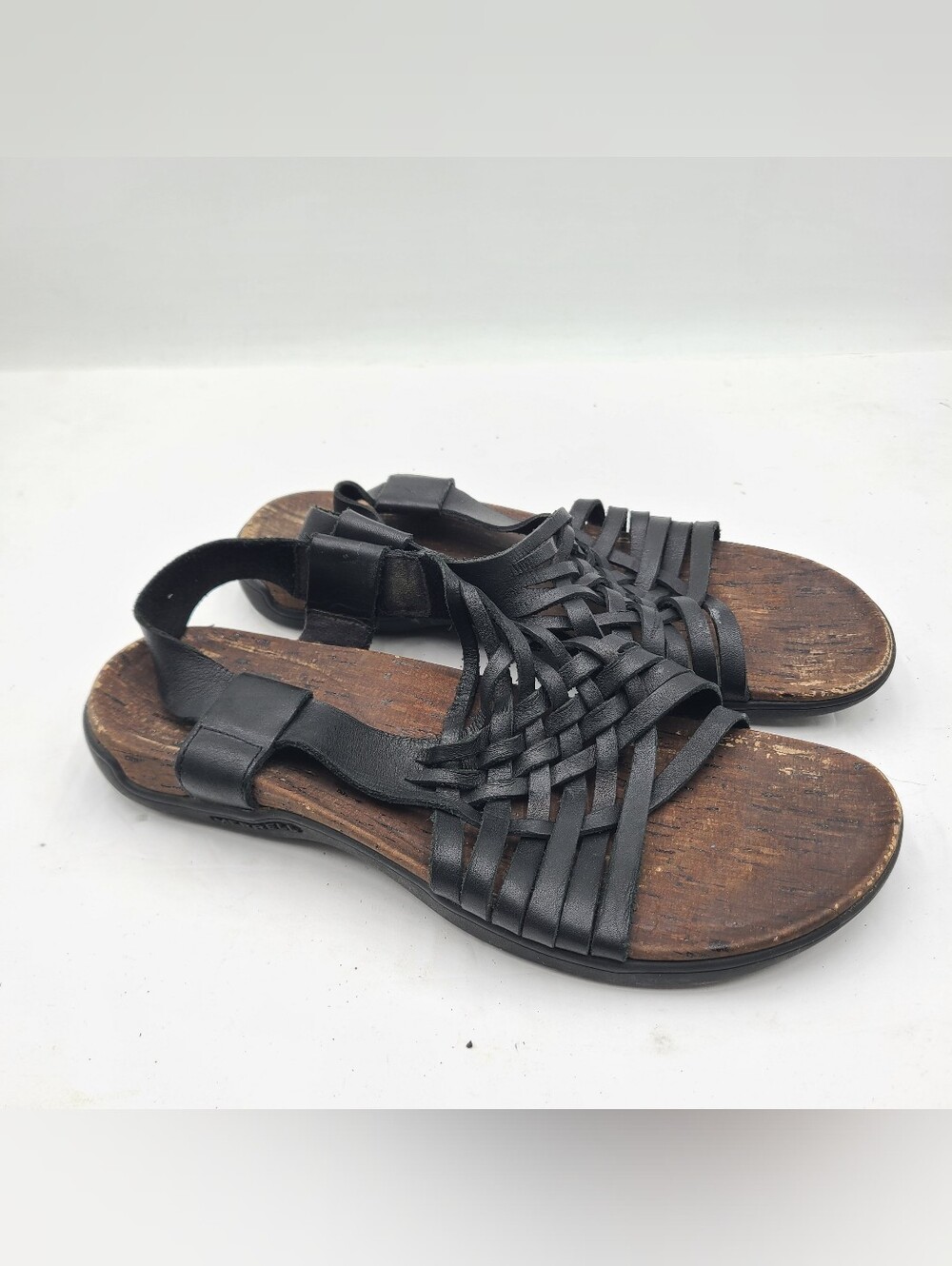 B50 Merrell Air Cushion Black Woven Leather Elastic Slingback Flats Size 9 40